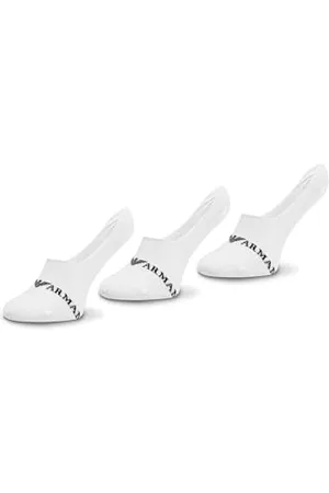Emporio Armani Casual Cotton 3-Pack Footie Socks, Calzini Uomo, (White-White-White Lily), L-XL