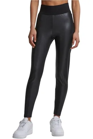 Urban classics Ladies Faux Leather High Waist Leggings, Leggings, Donna, (Black 00007), S