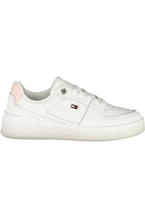 Tommy Hilfiger Flag Basket Sneaker Fw0fw08081, Basso Top Donna, White (Ecru/Whimsy Pink), 36 EU