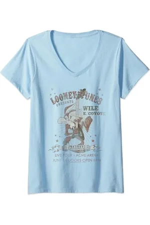 LOONEY TUNES Wile E Coyote Guitar Maglietta con Collo a V