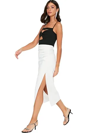 Trendyol Woman Fitted Standard Square Collar Woven Bodysuit Camicia, Black, 42 Donna