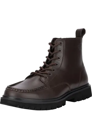 Calvin Klein Calvin Klein Uomo Stivali Mezza Gamba Eva Laceup in Pelle, Marrone (Dark Brown/Black), 42