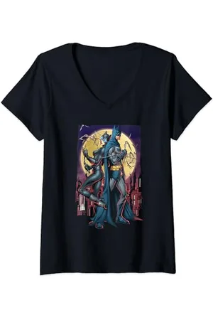 Batman And Catwoman Paint the Town Maglietta con Collo a V