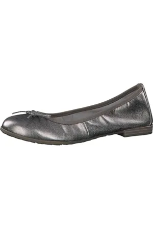 Marco Tozzi Ballerine Donna in Pelle con Fiocco, Argento (Pewter), 36 EU