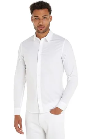 Calvin Klein Uomo Camicia Slim Stretch Shirt Maniche Lunghe, Bianco , M