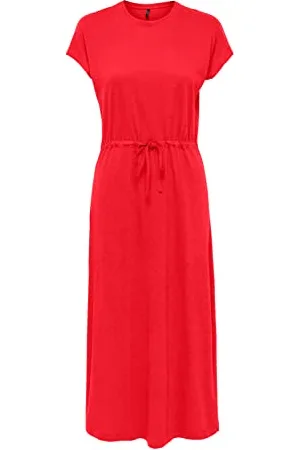 ONLY Onlmay S/S Midi Dress Box Jrs Abito, Rosso-High Risk Red, M Donna
