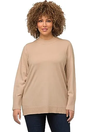 Ulla Popken Pullover, Stehkragen, Langarm, Rippbündchen, , 64-66 Donna