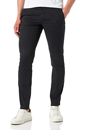 Tommy Hilfiger Pantaloni Uomo Bleecker TH Flex Satin Gmd Chino, (Black), 28W / 36L
