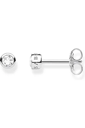 Thomas Sabo Orecchini Donna a Bottone con Pietra Bianca in 925 Placcato Oro H1963-051-14