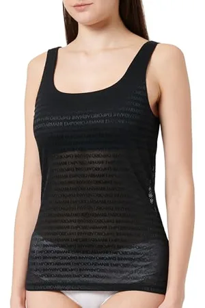 Emporio Armani Canotta da Donna all Over Logo Mesh T-Shirt, , M