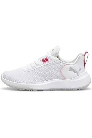PUMA Fusion Crush Sport JR, Golf Shoe, White-Garnet Rose, 37.5 EU