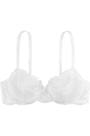Dorina Lianne Reggiseno Demi Leggermente Imbottito, Coppe Sagomate con Ferretto, Bordo in Pizzo Sfumato e Spalline Regolabili, Bianco