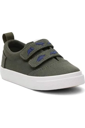TOMS Fenix Double Strap, Scarpe da Ginnastica Bambini e Ragazzi, Dark Sage Canvas/Embroidered Dinos, 24.5 EU