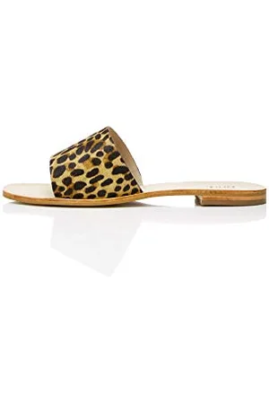 FIND Simple Slide Leather Sandalias con Punta abierta, Marrón Leopard), 40 EU