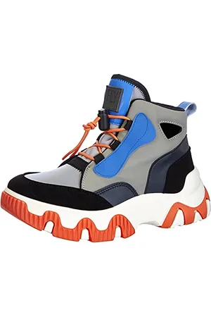 Fly London Feny633Fly, Scarpe da Ginnastica Donna, Multi Grey/Blue/Orange, 36 EU