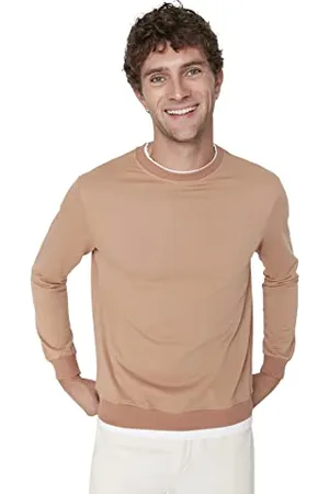 Trendyol Felpa Camel Erkek Basic Regular Fit Maglia di Tuta, , S Uomo