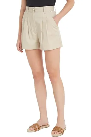 Tommy Hilfiger Pantaloncini Donna Claire Pleated Shorts Corti, Avorio (Newsprint), 34W