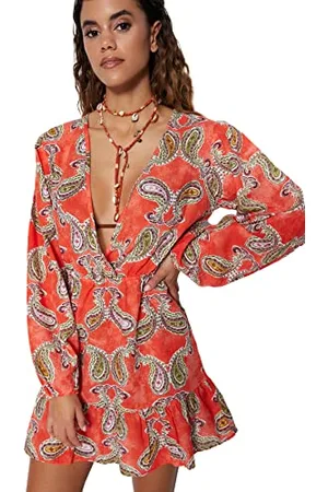 Trendyol Hem Regular Fit Woven Dress Women Mini Ruffle Orlo Abito in Tessuto dalla vestibilità Regolare, , 66 Donna