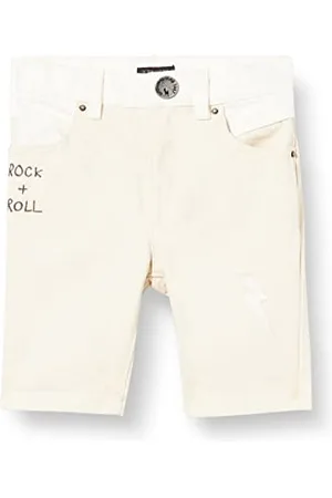 IKKS Short en Denim Ivoire Texte Rock Gris Foncé Brodé et Éclair Xu25083.12 Pantaloncini Bermuda, , 3 Anni Bambina
