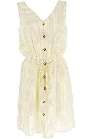 VERO MODA Vmbumpy SL Short Dress Wvn Noos Vestito, Bianco Neve/Strisce: lemom Meringhe, L Donna