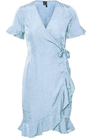 VERO MODA VMHENNA 2/4 Wrap Frill Dress Noos Mini Abito, , XS da Donna