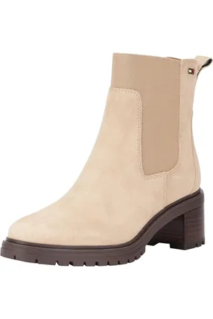 Tommy Hilfiger Donna Stivaletti Chelsea Flag Mid Heel Suede in Pelle Scamosciata, , 39