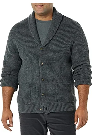 Amazon Cardigan Morbido a Maniche Lunghe con Collo Sciallato Uomo, , XL