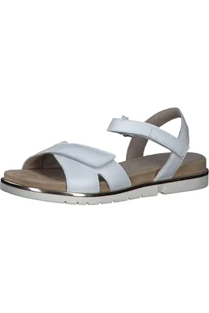 Marco Tozzi Sandali Donna Bassi in Pelle con Chiusura a Strappo, (Weiß), 40 EU