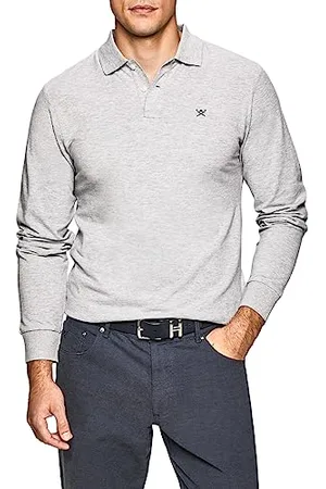 Hackett Slim Fit Logo Ls, Polo Uomo, (913 Light Grey Marl), S