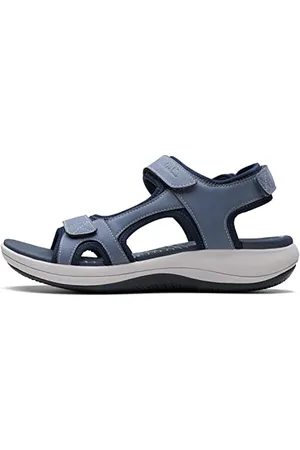 Clarks Baia di Mira, Sandali Bassi Donna, Tessuto Blu Denim, 42 EU