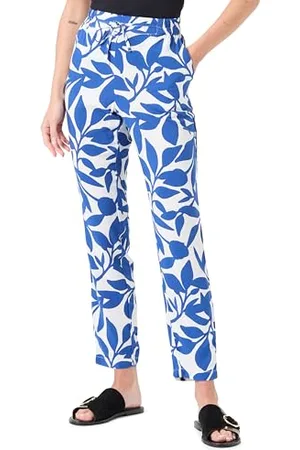 VERO MODA Vmeasy Joy Nw-Pantaloni Larghi Wvn Ga, Bianco Neve/AOP: Alisa Mazarine Blue, M Donna