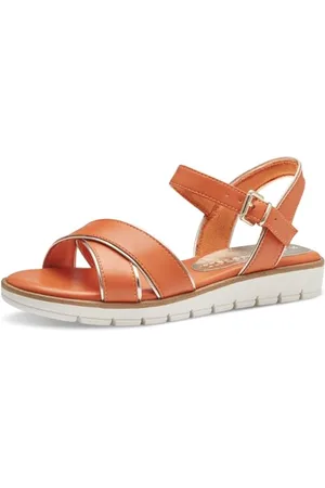 Marco Tozzi Sandali Donna con Tacco a Zeppa con Cinturino Regolabile Vegani, (Mango Comb), 39 EU