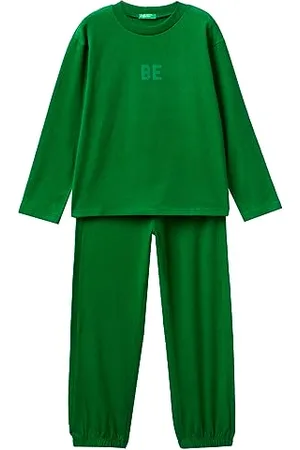 Benetton Pig(maglia+pant) 37yw0p04y, Set di Pigiama Bambini e ragazzi, Verde Bottiglia 1U3, XS