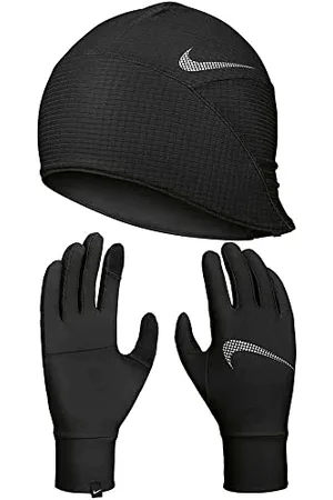 Nike Wmns Essential Running Hat-Glove Set N1000595-082, Womens gloves,Beannie, black, M/L EU