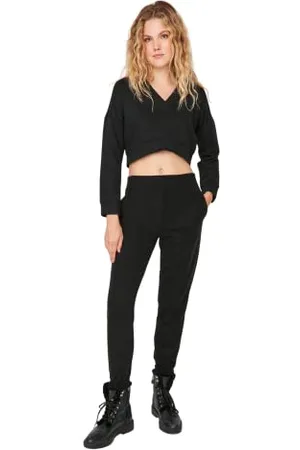 Trendyol Loose Sweatpants Pantaloni della Tuta, Black, M Donna