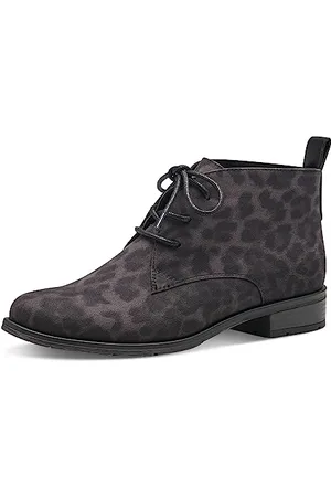 Marco Tozzi Stivaletti Donna con Lacci senza Tacco Bassi, Leo Dk.Grey, 41 EU