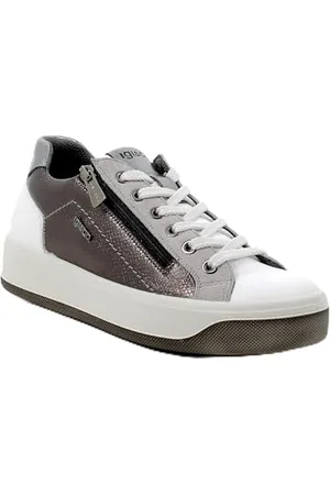 IGI&CO D.AVA, Scarpe con Lacci Donna, Bianco-Acciaio, 41 EU
