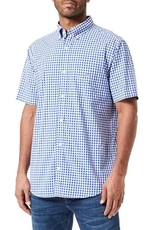 GANT REG POPLIN GINGHAM SS SHIRT, Camicia elee Uomo, ( COLLEGE BLUE ), 3XL