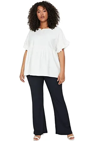 Trendyol Pantaloni da Donna, Vita Normale, Svasati, Taglie Forti, , XX-Large