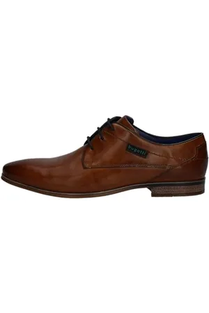Bugatti Uomo Scarpa bassa da business realizzata in pelle di alta qualità, derby dal design minimalista, Marrone , 43 EU
