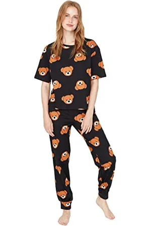 Trendyol Teddy Bear Printed Knitted Pajamas Completo Pigiama, S da Donna