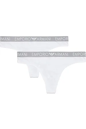 Emporio Armani Bi-Pack Thong Iconic Cotton, Biancheria Intima, Donna, (White/White), M
