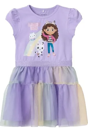 NAME IT NMFMAUD Gabby SS Tulle Dress Sky, Abito in Tulle Bambina,