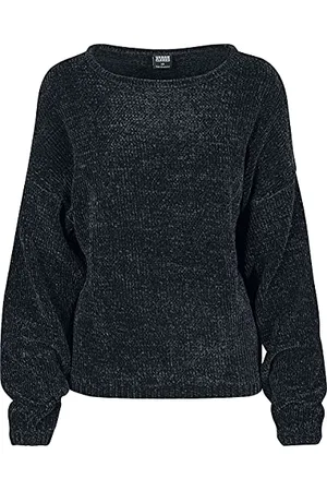 Urban classics Ladies Oversize Chenille Sweater, Felpa Donna, (Black 00007), XS