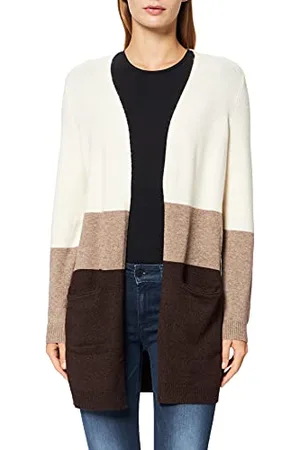ONLY Queen L/S Long Cardigan Knt Noos Cardigan Donna, (Graystripes/W. Woodsmoke/Chicory Coffee), X-Small