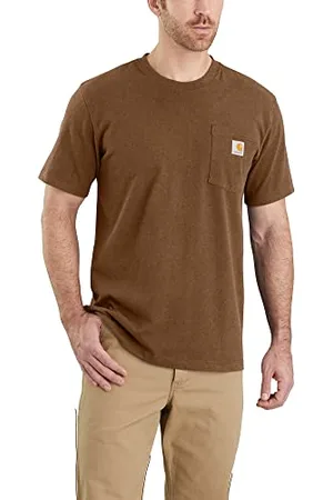 Carhartt Relaxed Fit Heavyweight Short-Sleeve K87 Pocket T-Shirt, Maglietta da lavoro Utility Uomo, (Noce Oliato Heather), XL