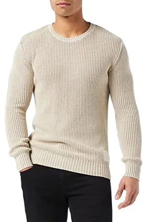 Replay Maglione da uomo in maglia di cotone, beige , XL