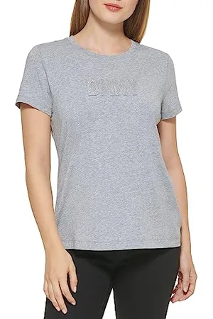 DKNY Maglietta con Logo Glitterato T-Shirt, , M Donna