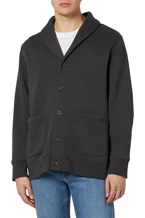 Amazon Cardigan a Maniche Lunghe in Felpa con Collo Sciallato Uomo, , XL