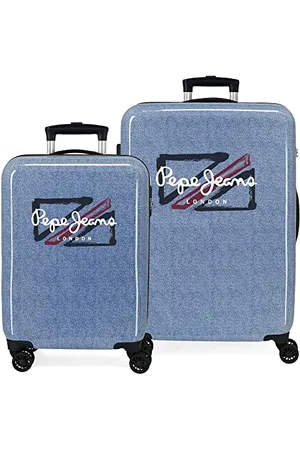 Pepe Jeans Digital Set di valigie blu 55/68 cm rigida ABS chiusura a combinazione laterale 104 l 6 kg 4 ruote doppie attrezzature a mano